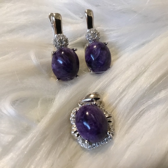 Hand Crafted Jewelry - NWOT Vintage Genuine Russian Chariot & Diamond Cut Sapphire Earrings & Pendan